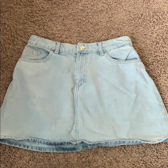 light blue jeans skirt
